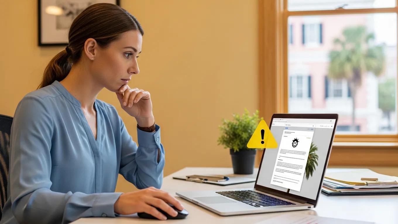 Charleston small business employee recognizing a phishing email threat