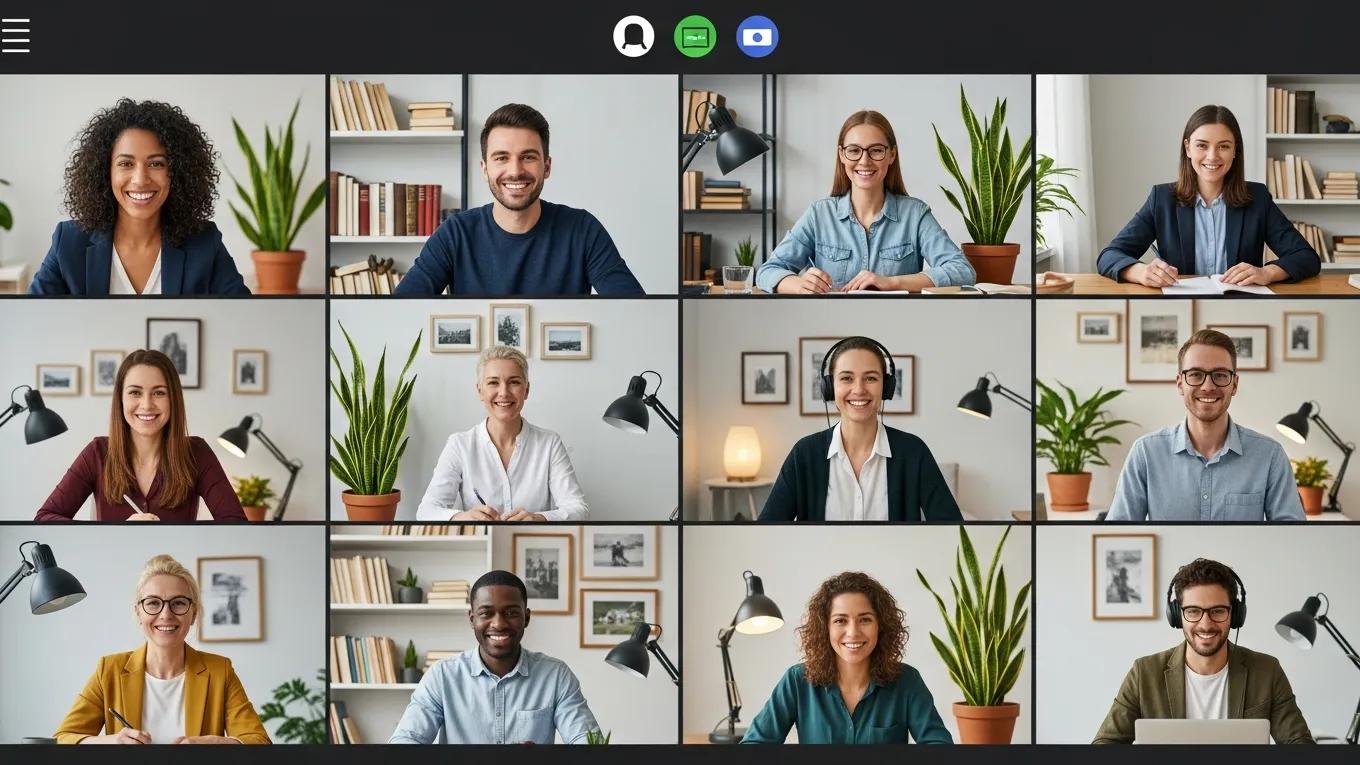 Remote team meeting via video call, showcasing collaboration challenges in a home office setting